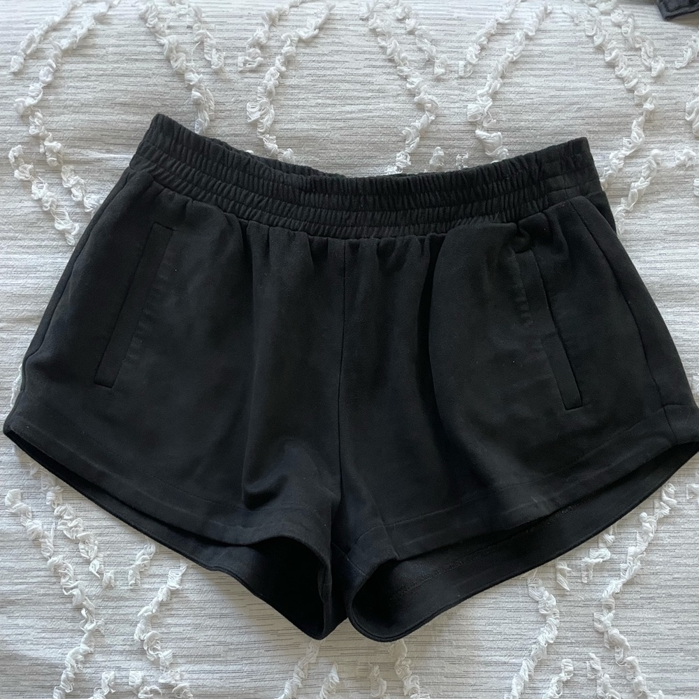 Suede jogger shorts